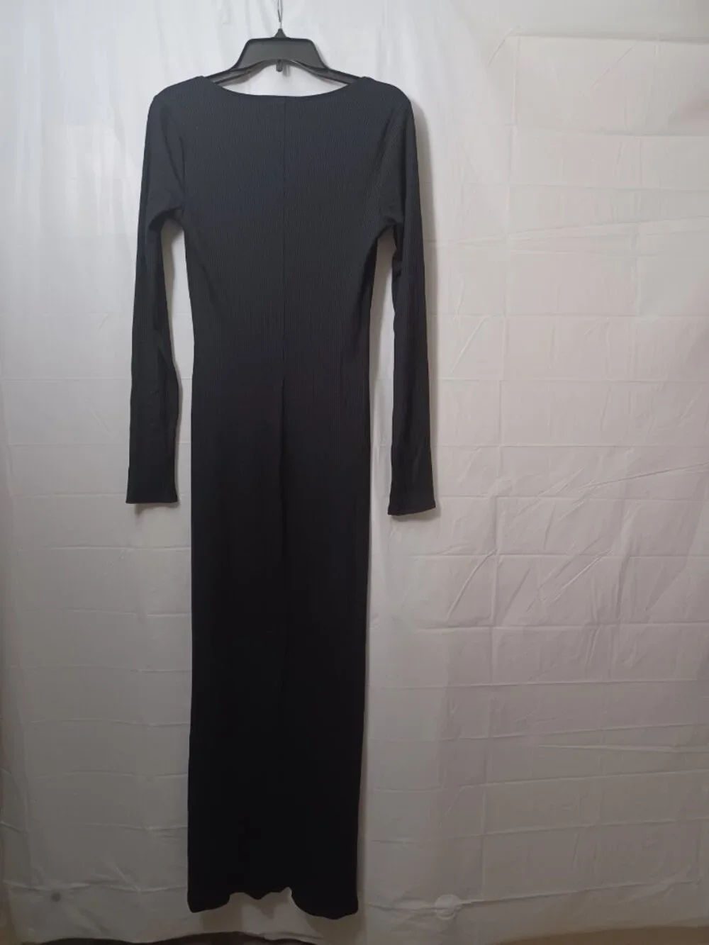 ABERCROMBIE & FITCH LONG SLEEVE RIBBED MAXI DRESS BLACK SIZE (MT) MEDIUM TALL